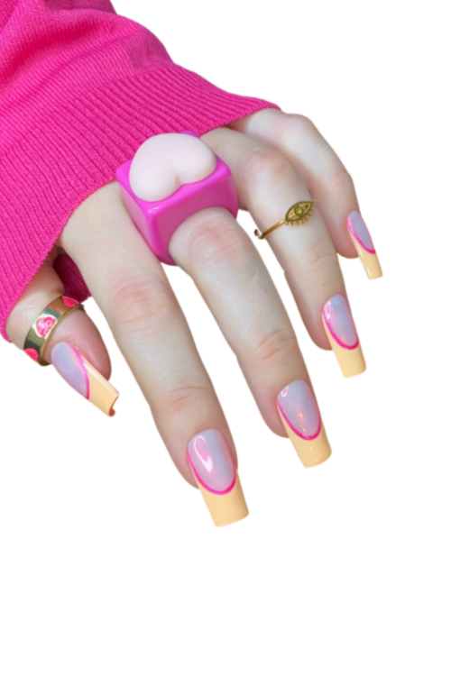 Peach French Tip Nails