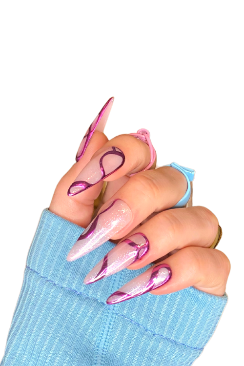 Pink Swirl Nails