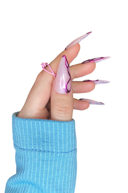 Pink Swirl Nails