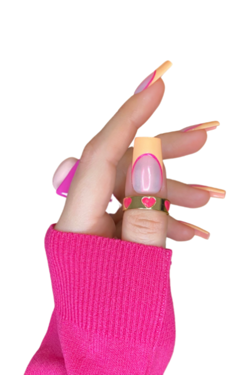 Peach French Tip Nails