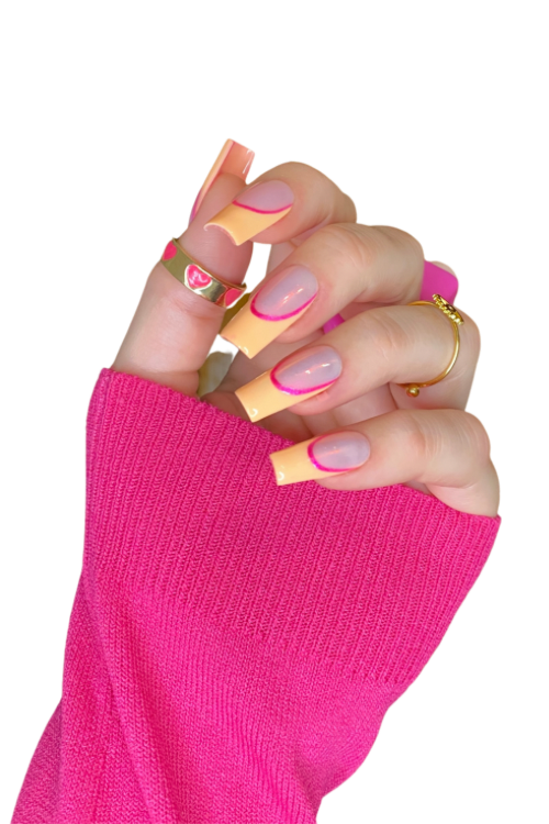 Peach French Tip Nails