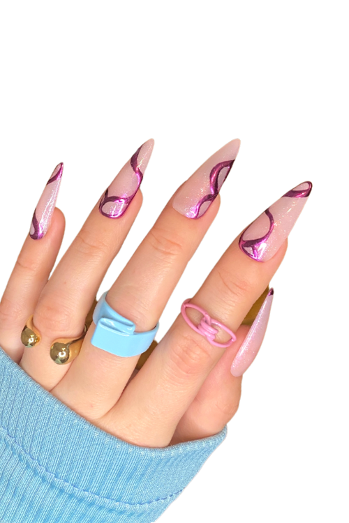 Pink Swirl Nails