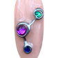 Press On Nails, 3D Nails, 3d Nail Art, Gem Nails, Silver Chrome Nails, Galaxy Nails