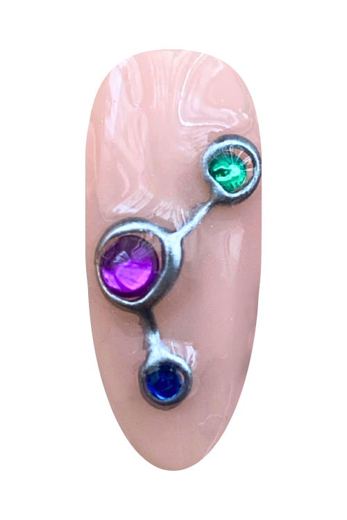 Press On Nails, 3D Nails, 3d Nail Art, Gem Nails, Silver Chrome Nails, Galaxy Nails