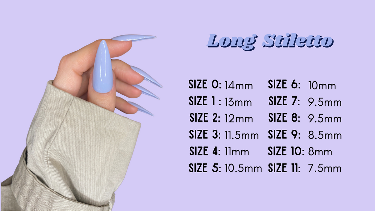 Long Stiletto Press On Nails The Press On Nail Factory How to measure your nails Nail Chart Sizing kit